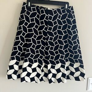 Talbots Black and White Patterned A-Line Skirt